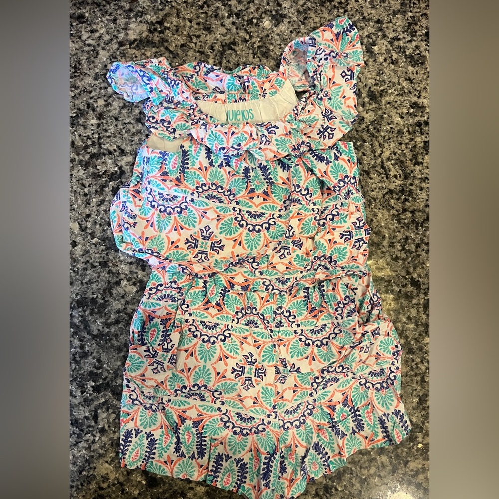 Girls 4T OshKosh Julep Pink, Teal & Navy Floral Romper with Pockets